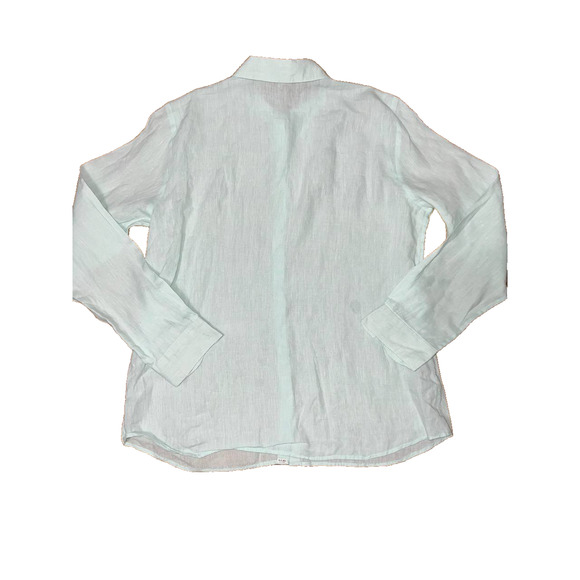 EILEEN FISHER Women Handkerchief Button Organic Linen Classic Collar Shirt M - Picture 10 of 10